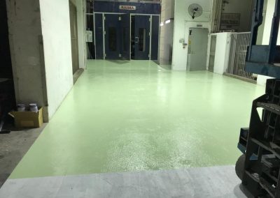 Basement floor of an industrial building with waterproof coating applied