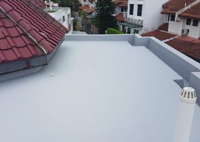 Completed waterproof coating on a residential house roof