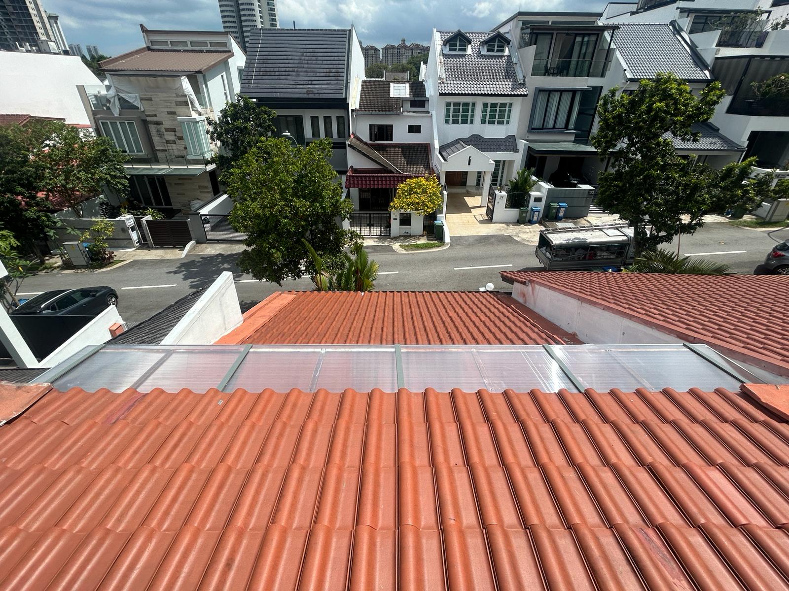 clean shingle and awning view from roof top