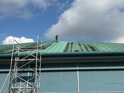 Clay Shingle power washing , roof top view 3