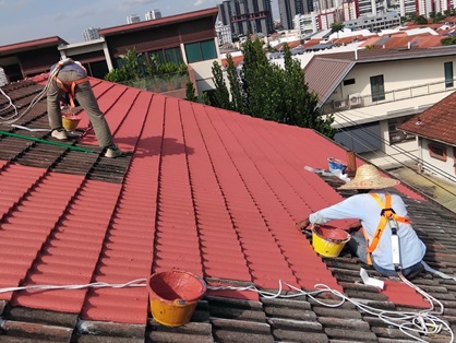 Clay Shingle power washing , roof top view 3