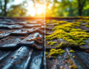 Bad obor because of moss and fungi buildup in roof before roof waterproofing service in singapore