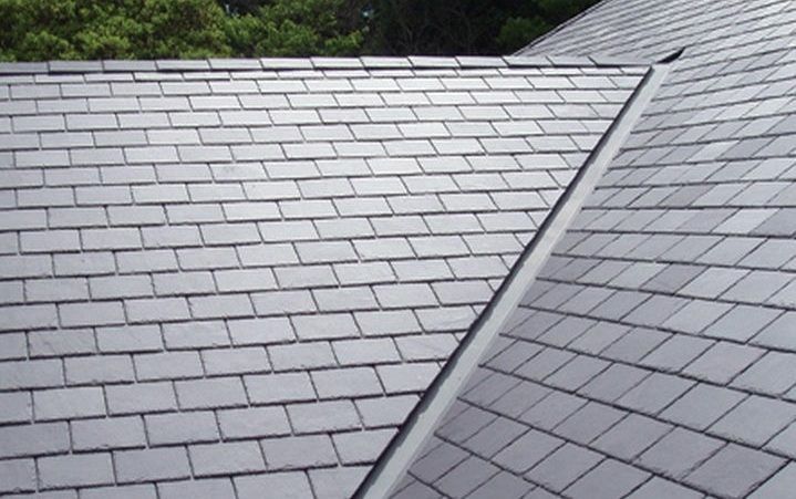 Cleaned grey slate roof tiles 